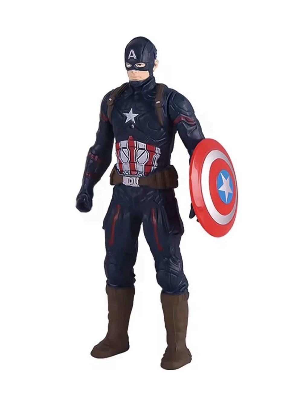 Captain-Inspired Navy Blue and Red Action Figure with Shield - Kids Toys